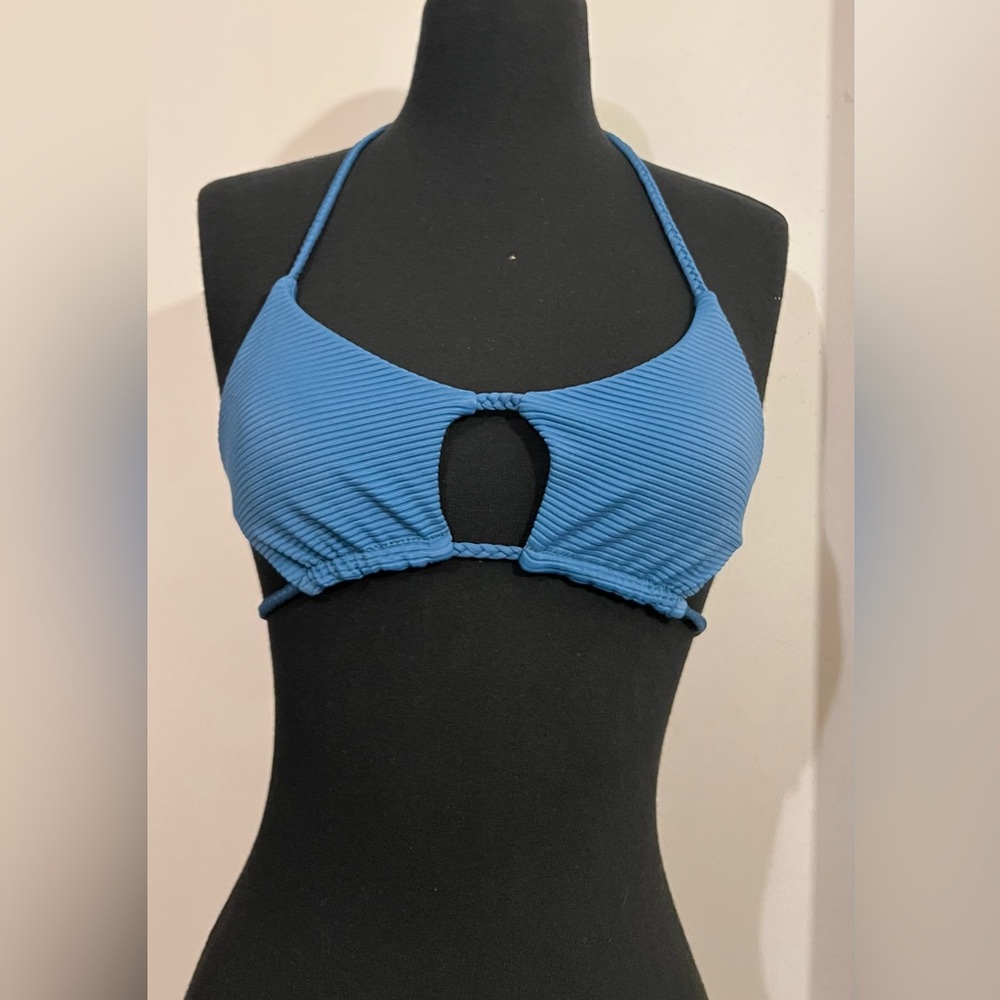 Frankie's Bikinis Blue Ribbed Bikini Top